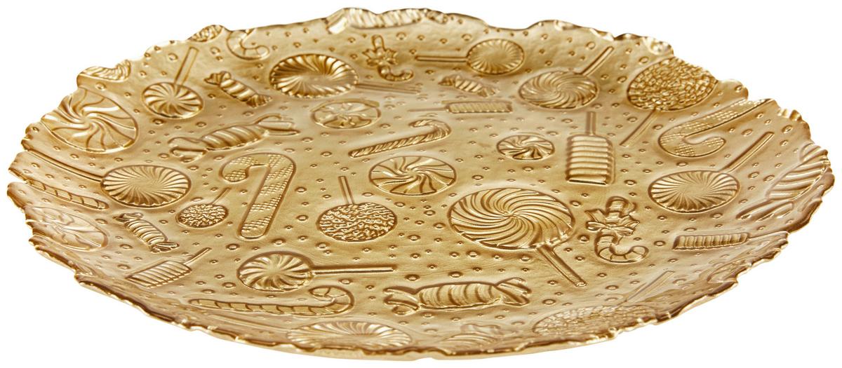 Teller aus Glas Goldfarben Davina  D: ca. 28 cm - Goldfarben, ROMANTIK / LANDHAUS, Glas (28cm) - James Wood