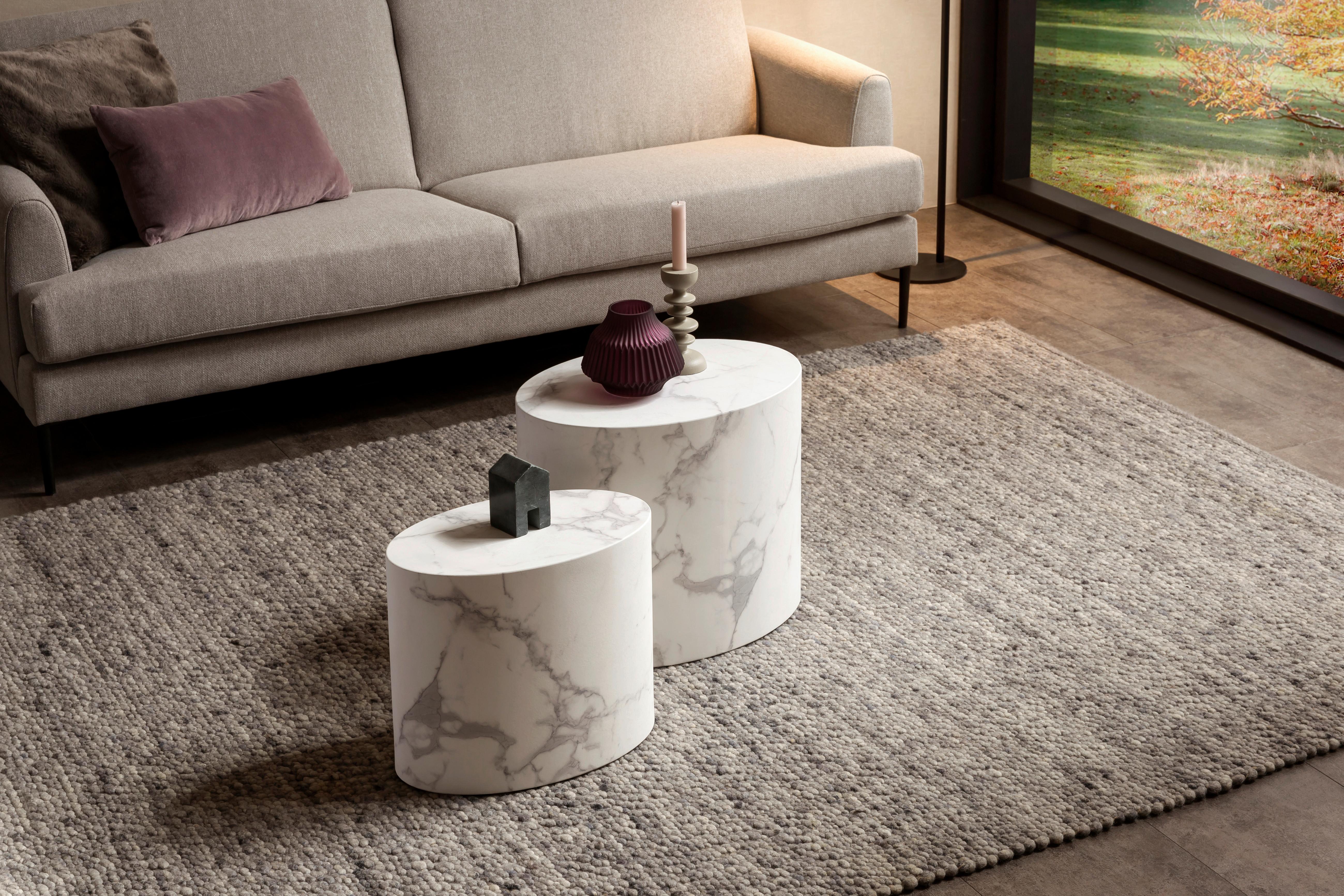 Couchtischset Weiß 2-teilig - Weiß, Design, Holzwerkstoff (48-40/33-24,5/40-33cm) - Livetastic