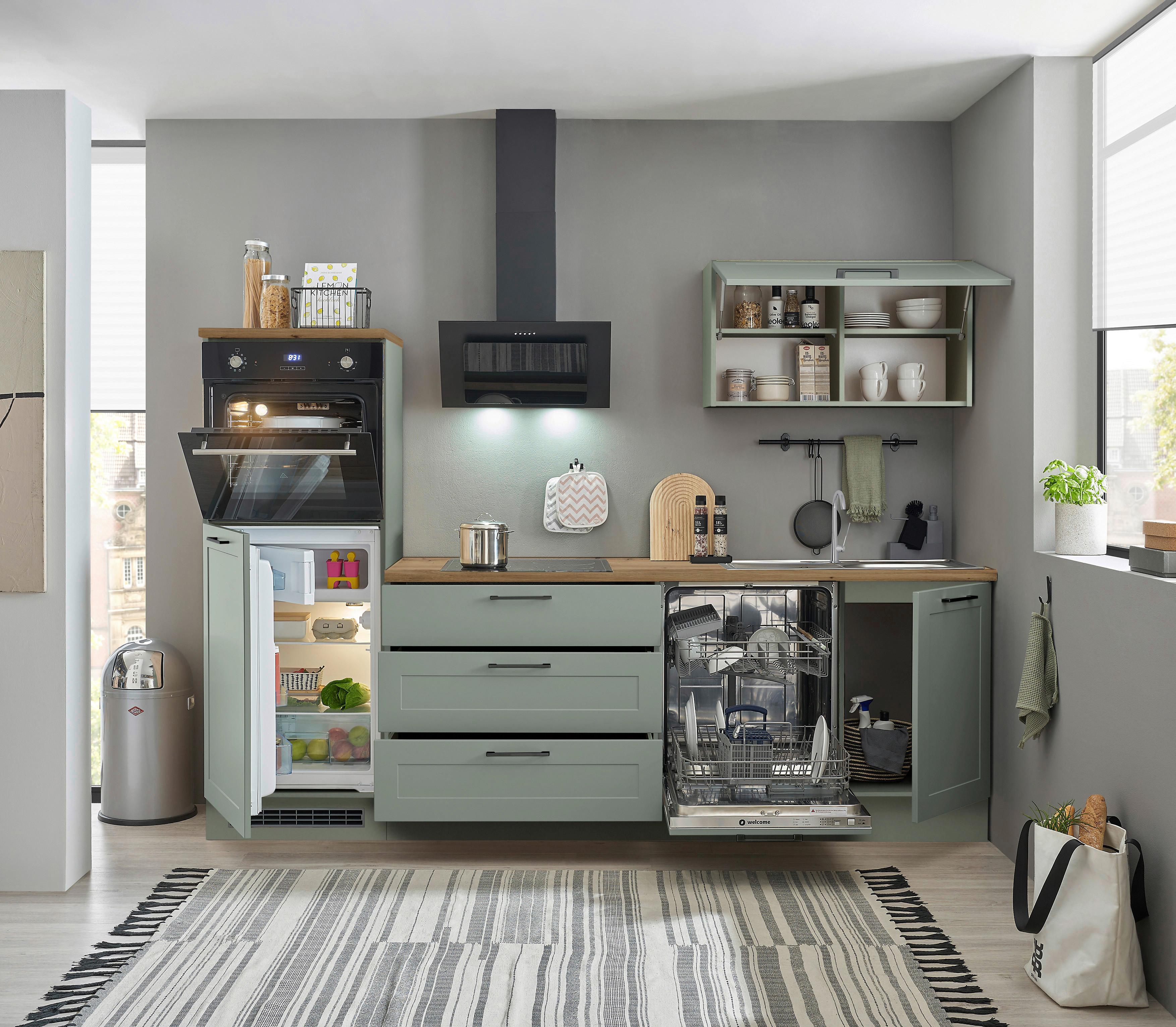 Küchenblock Marseillie Grün/eiche Dekor B: 260 Cm - Eiche Artisan/Grün, Design, Holzwerkstoff (260cm) - MID.YOU