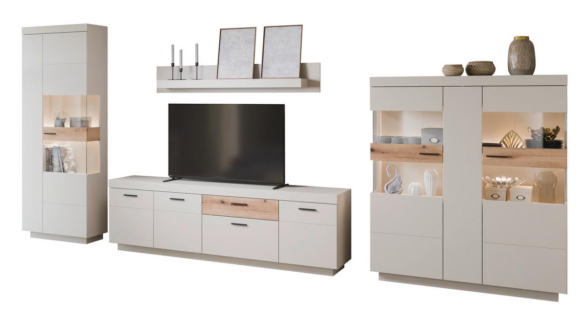 Stapelprogramm Lightning Eichefarben/kaschmir B: 400 Cm - Kaschmir/Eichefarben, MODERN, Glas/Holzwerkstoff (400/201/41,6cm)