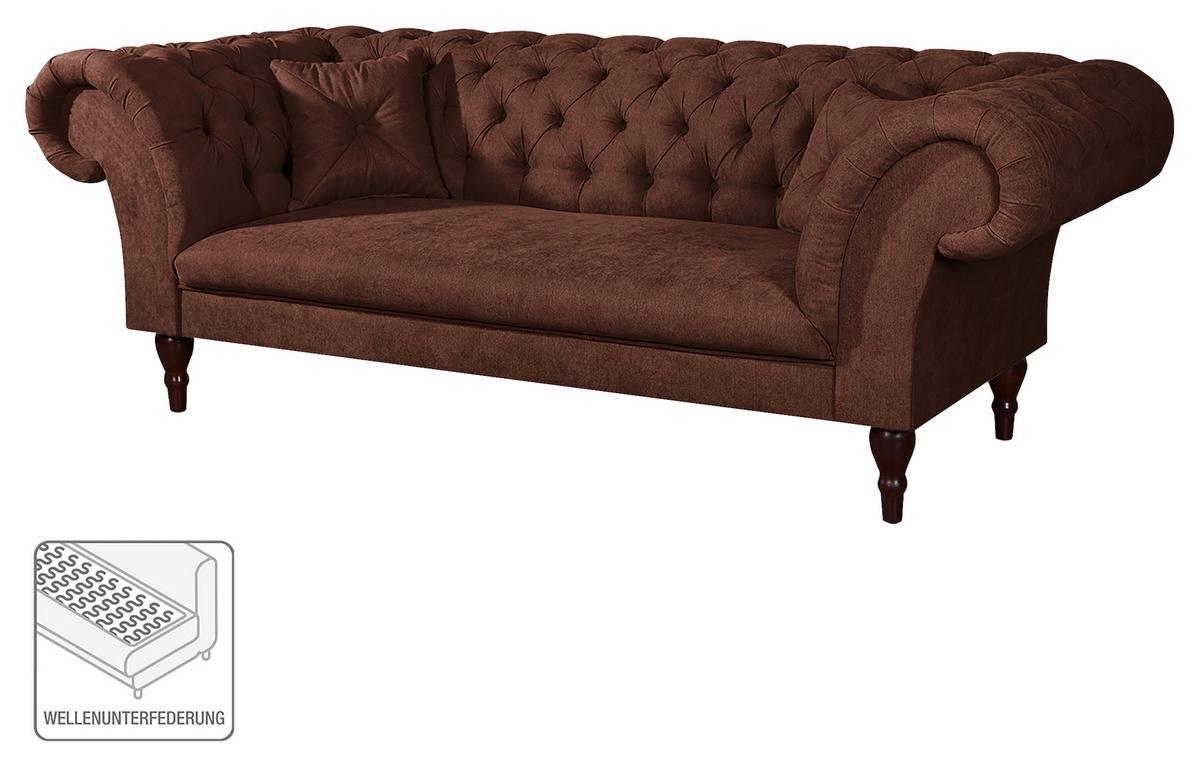 3-Sitzer-Sofa Preston Braun B: 232 cm - Braun/Cappuccino, Design, Textil (232/79/97cm) - Livetastic