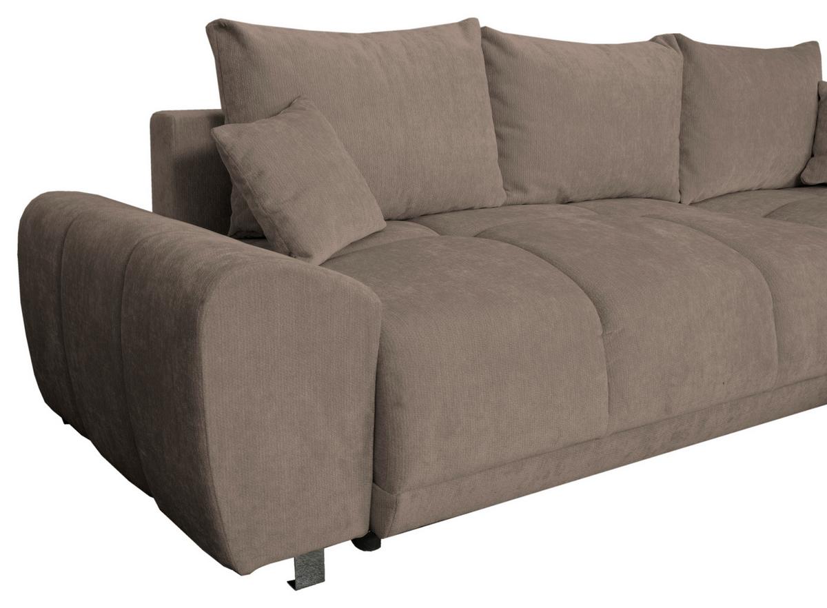 ECKSCHLAFSOFA Ramon, Taupe S: 296x182 cm - Taupe/Chromfarben, Trend, Textil (296/182cm)