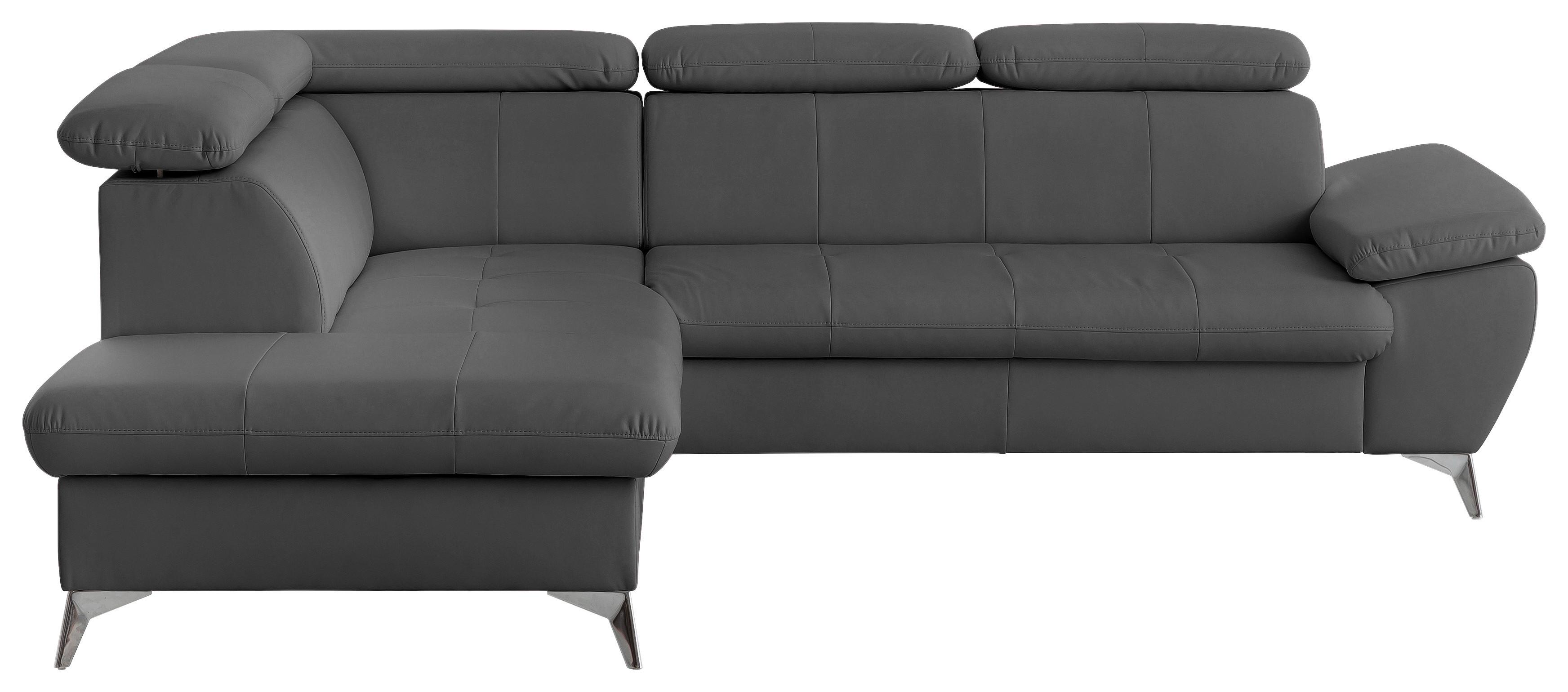 Ecksofa mit Schlaffunktion und Bettkasten Gisele Grau - Chromfarben/Grau, KONVENTIONELL, Textil (209/256cm) - Livetastic