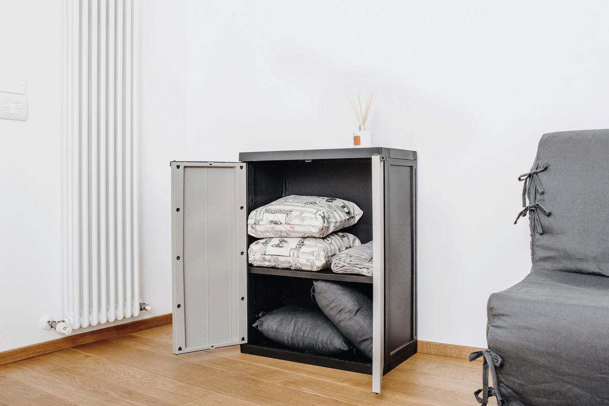Werkzeugschrank Bio Midi Klein 65x85x37 cm versperrbar - Hellgrau/Schwarz, Basics, Kunststoff (65/85/37cm)