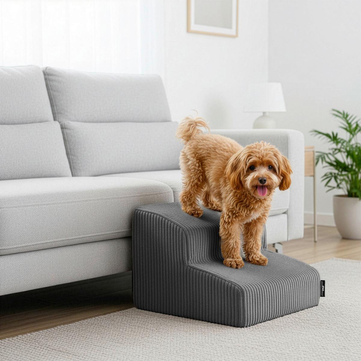 TIERTREPPE HUNDETREPPE GRAU - Dunkelgrau, Basics, Kunststoff/Textil (39/41/30cm)