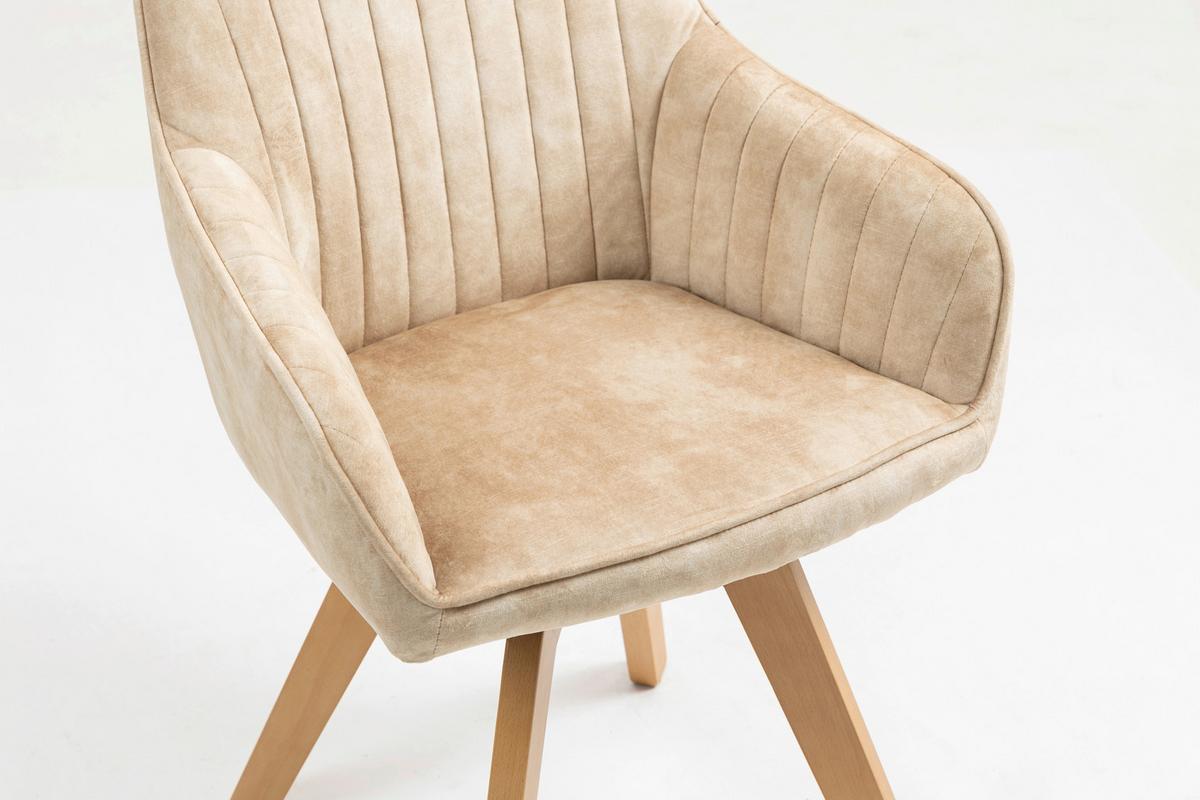Armlehnstuhl Hanna Beige, Sitzfl. 180° Drehb. - Beige/Buchefarben, KONVENTIONELL, Holz/Textil (63/83/63cm)
