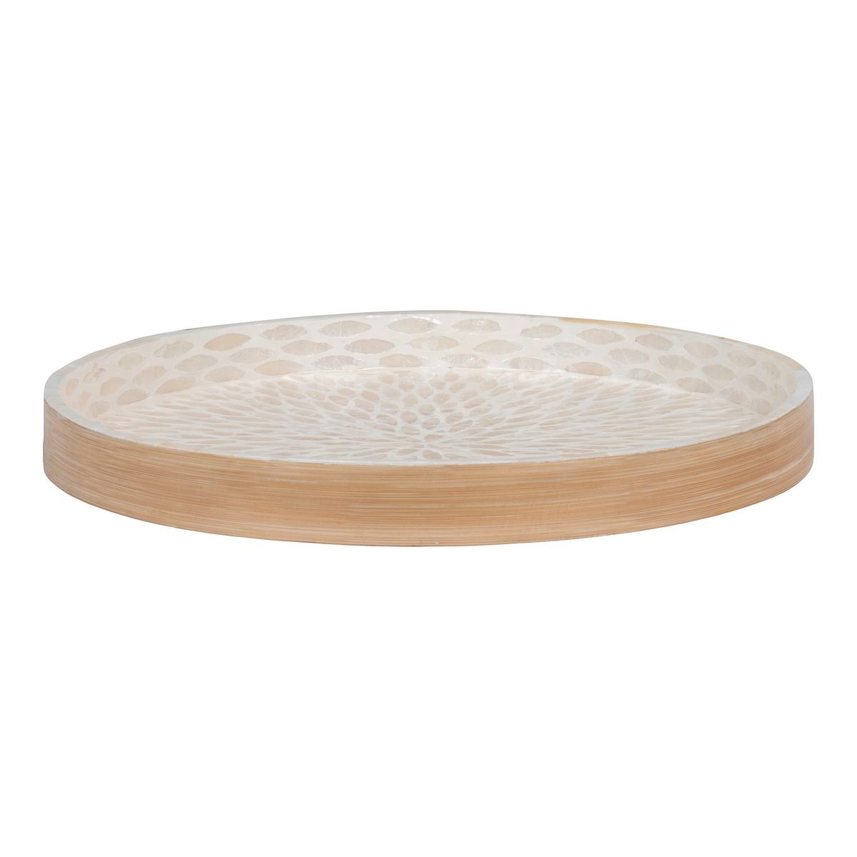 Serviertablett Tray Beige B: 40 cm - Beige, Design, Holz/Keramik (40/3.5/40cm)