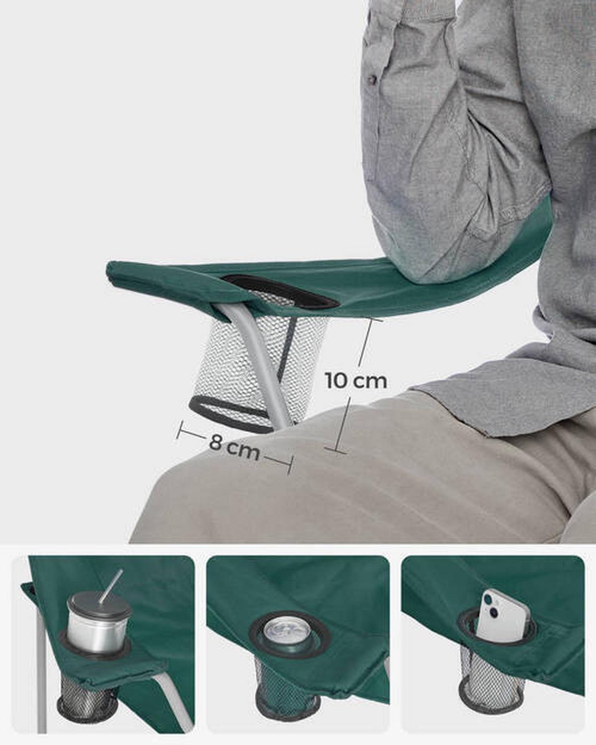 Campingsessel 2-Tlg. Set, inkl. Tragetasche, B: 86 cm - Dunkelgrün/Silberfarben, Basics, Textil/Metall (86/97/54cm) - Modante