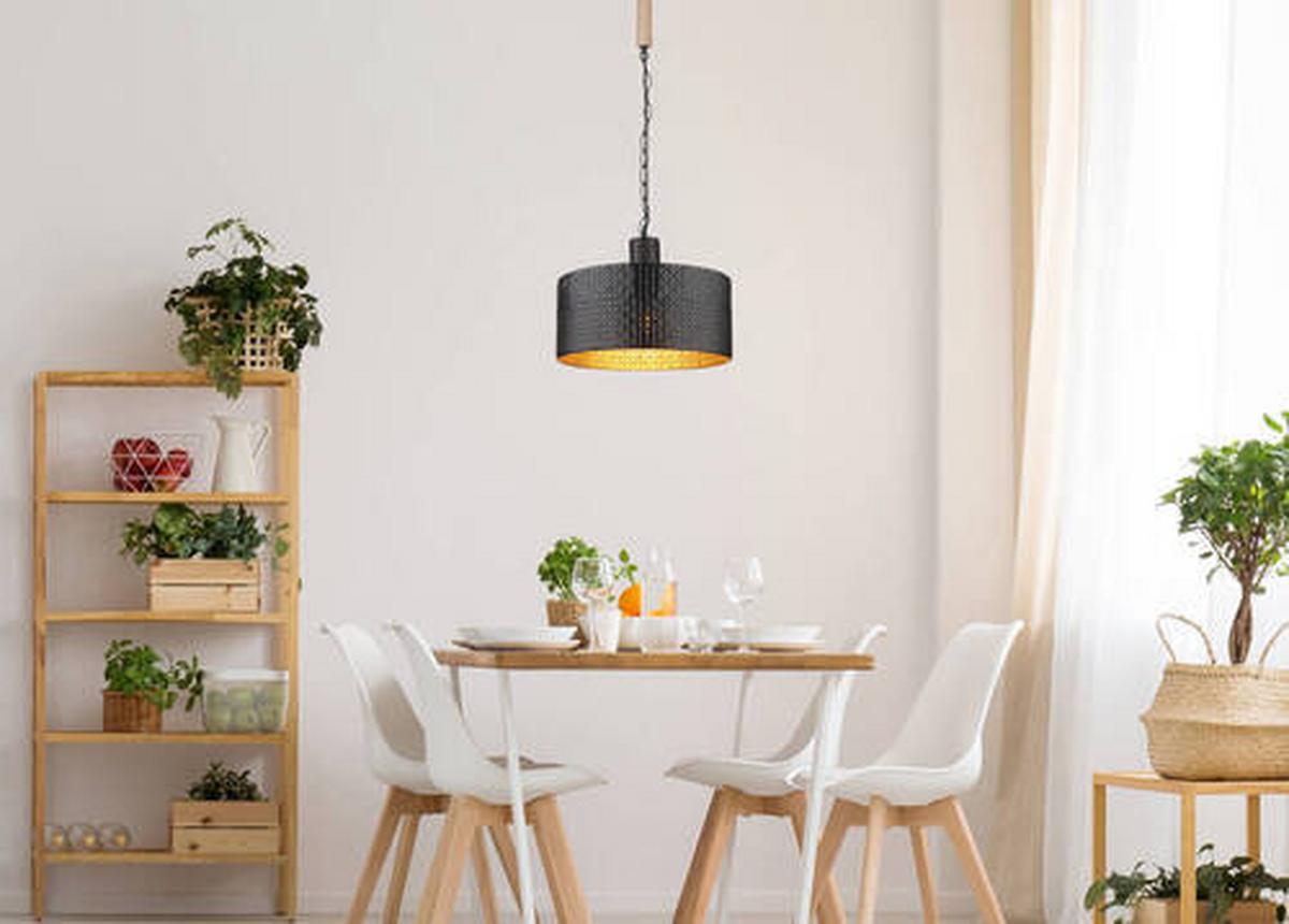 Hängeleuchte 15651h - Dunkelbraun/Goldfarben, Design, Holzwerkstoff/Kunststoff (140/25/120cm) - Globo
