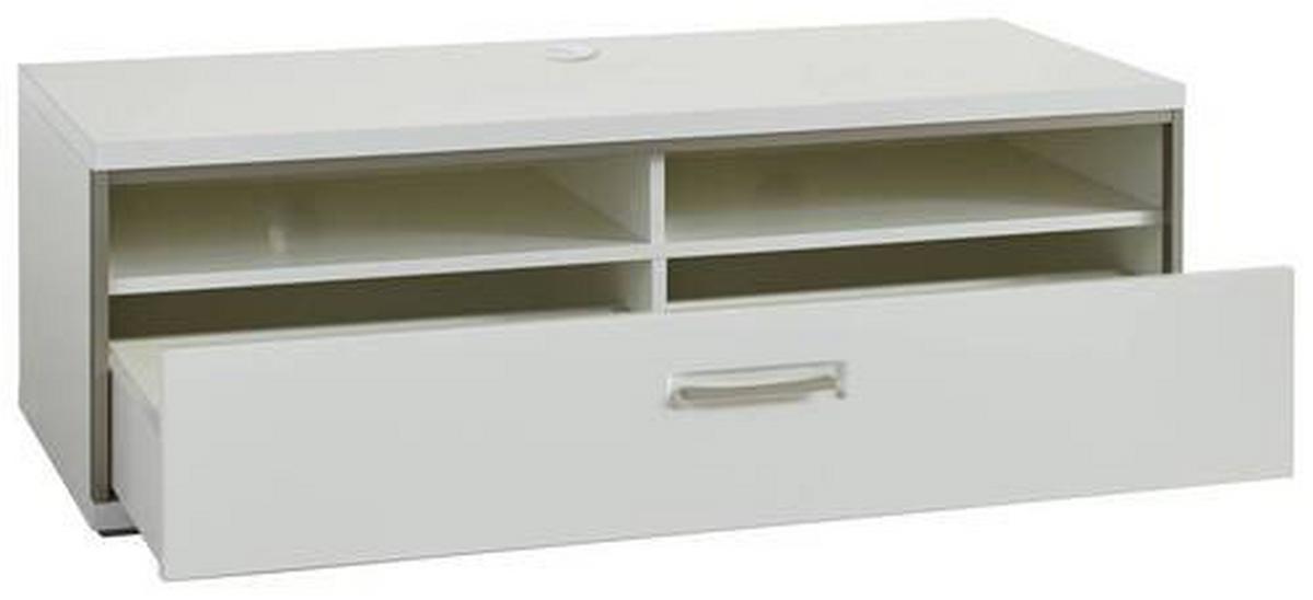 TV-Element Trento B: 132 cm Grau/Silberfarben/Weiß - Weiß Hochglanz/Silberfarben, Design, Holzwerkstoff/Metall (132/47/58cm) - Livetastic