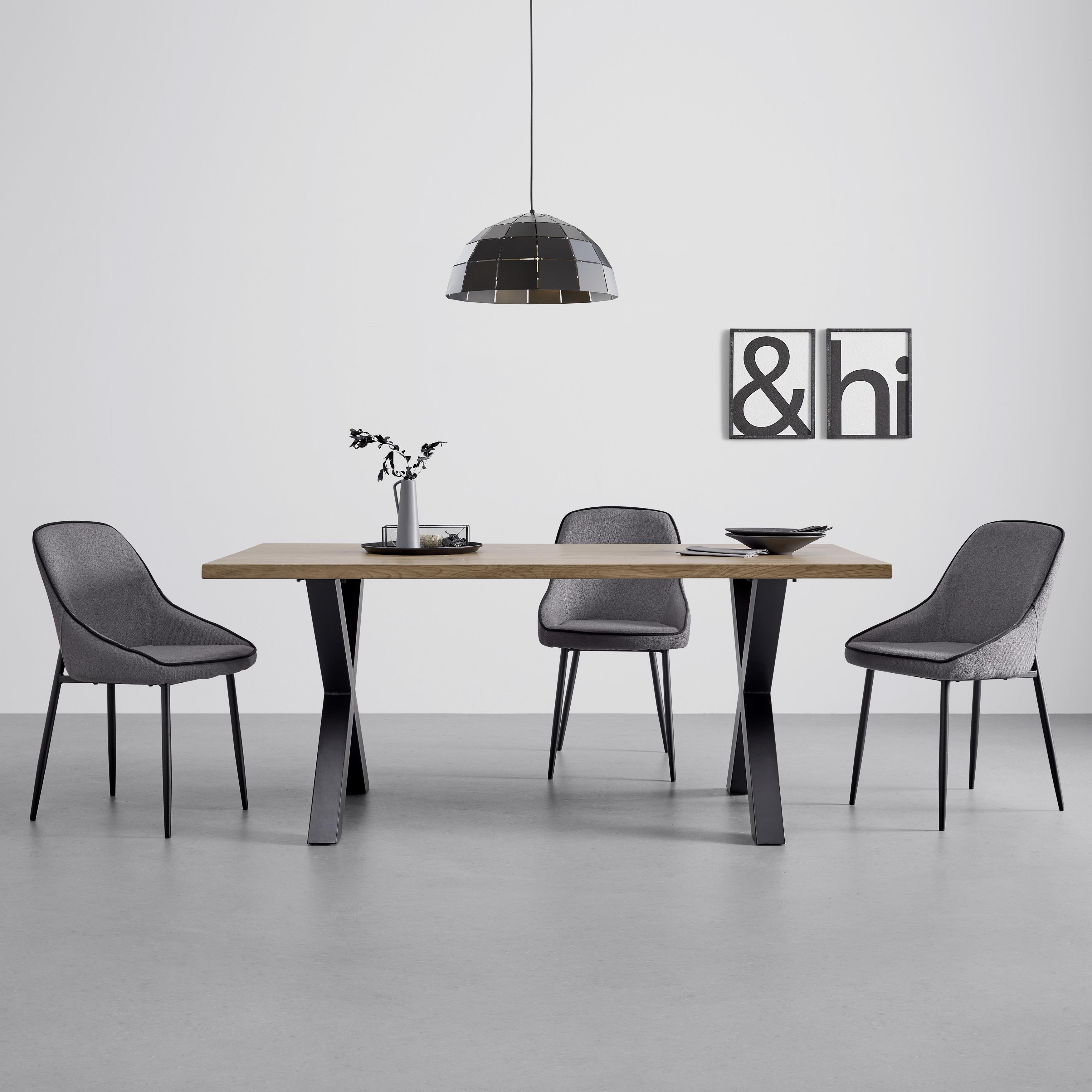 Jídelní stůl GIONA 180x90 cm - černá/barvy jasanu, Moderní, kov (180/90/76cm) - Bessagi Home