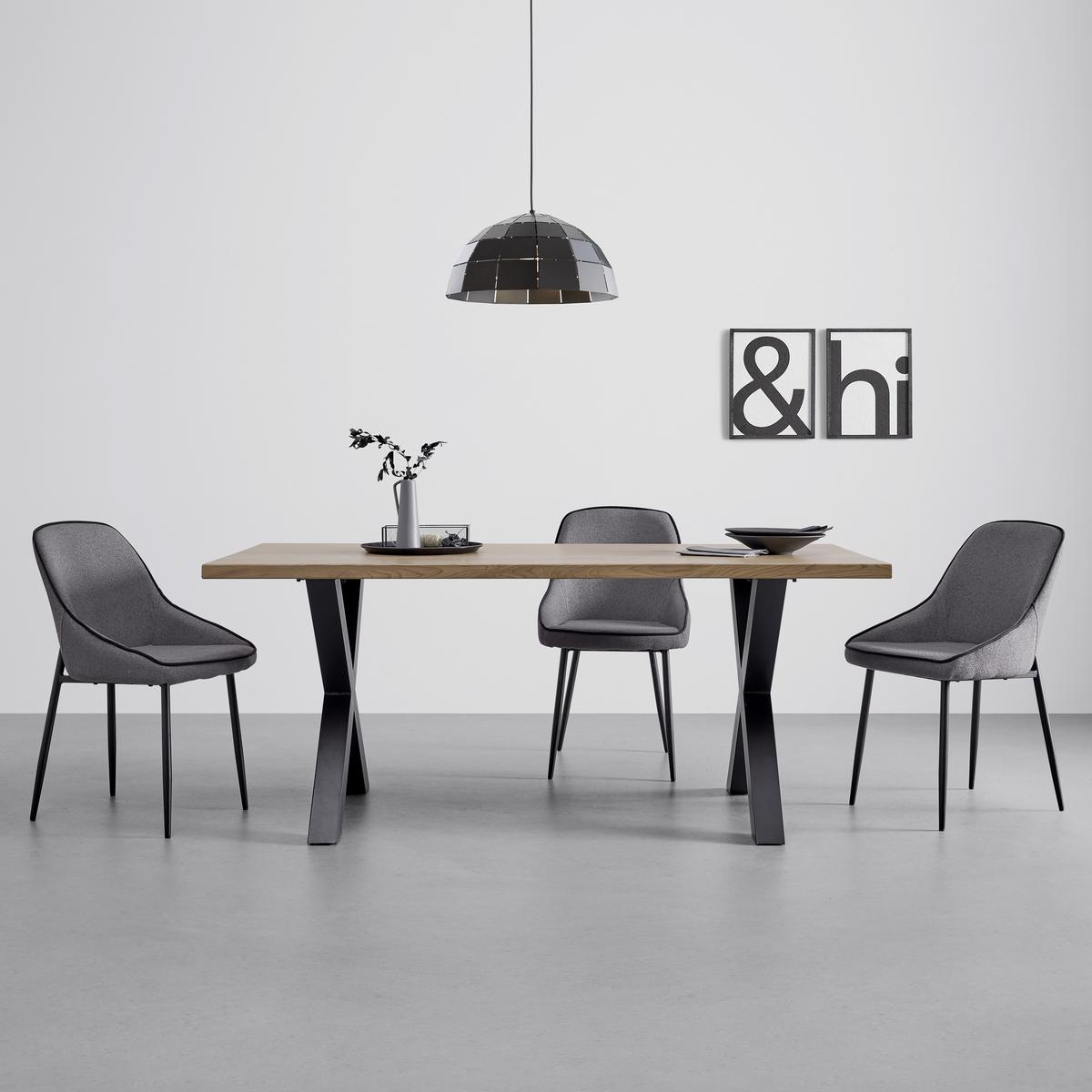Jídelní stůl GIONA 180x90 cm - černá/barvy jasanu, Moderní, kov/kompozitní dřevo (180/76/90cm) - Bessagi Home