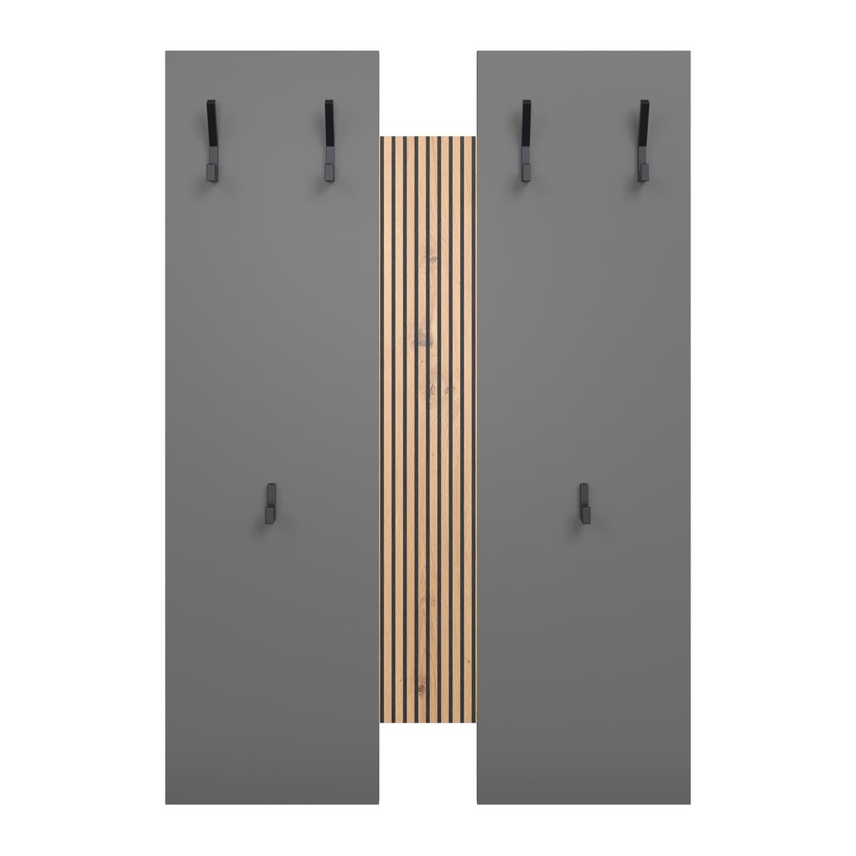 Garderobenpaneel Touch Anthrazit/Eiche Artisan B:69cm - Anthrazit/Eiche Artisan, MODERN, Holzwerkstoff (69/99/1,8cm)
