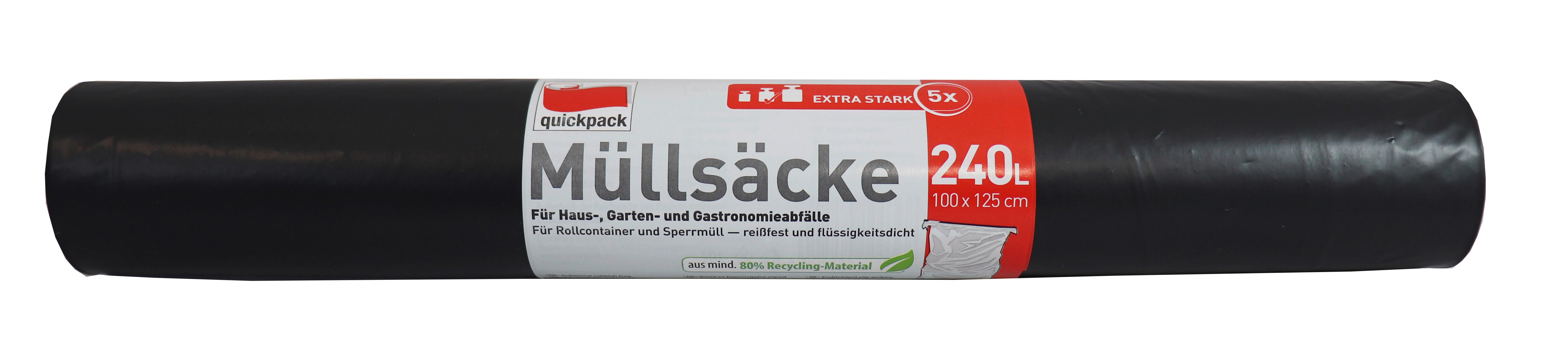 Müllbeutel BLACKI, 240 Liter BLACKI - Schwarz, KONVENTIONELL, Kunststoff - Quick Pack
