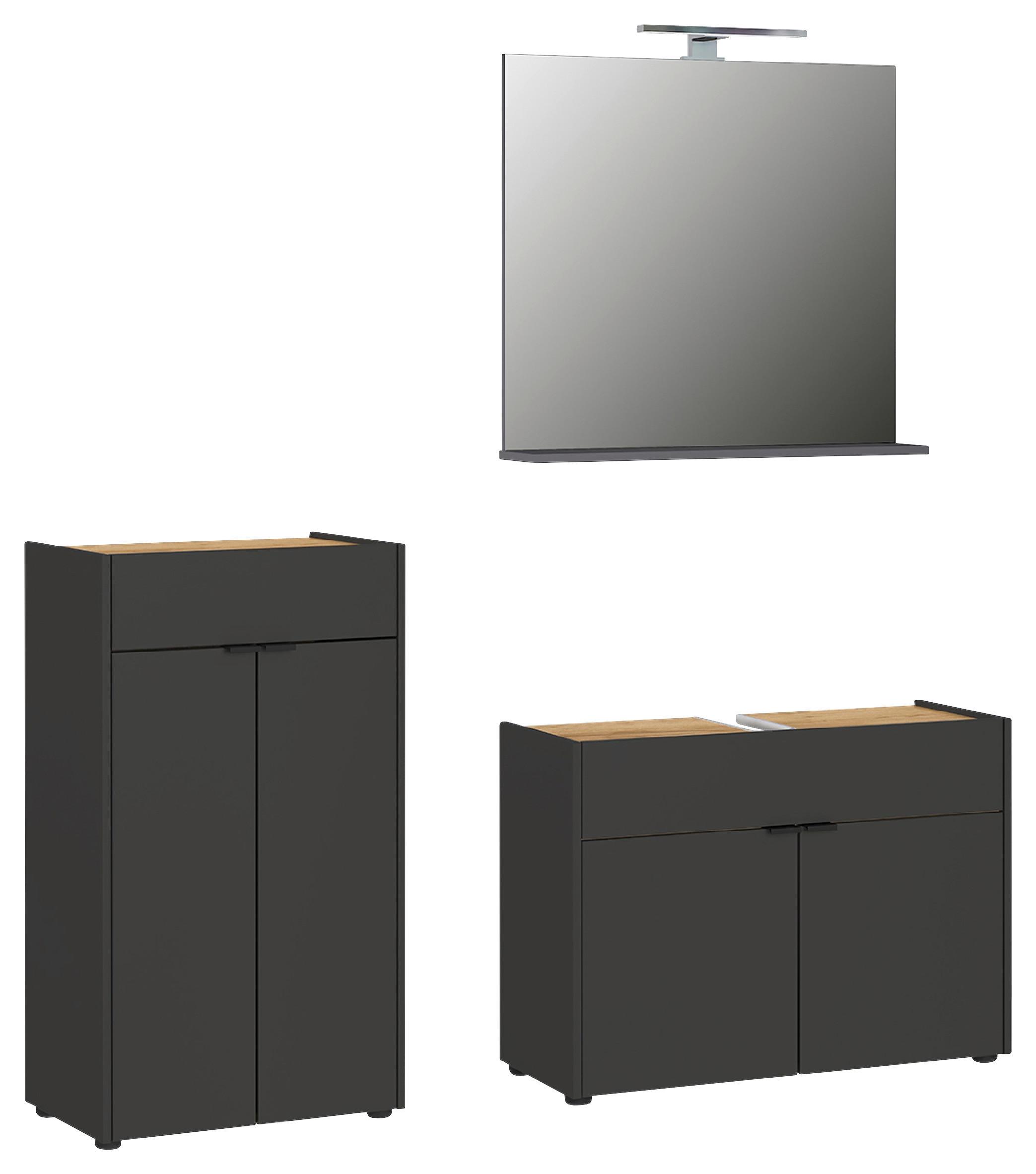 Badezimmer Forano Graphitfarben/Eichefarben - Eichefarben/Schwarz, MODERN, Holzwerkstoff (151cm) - Germania