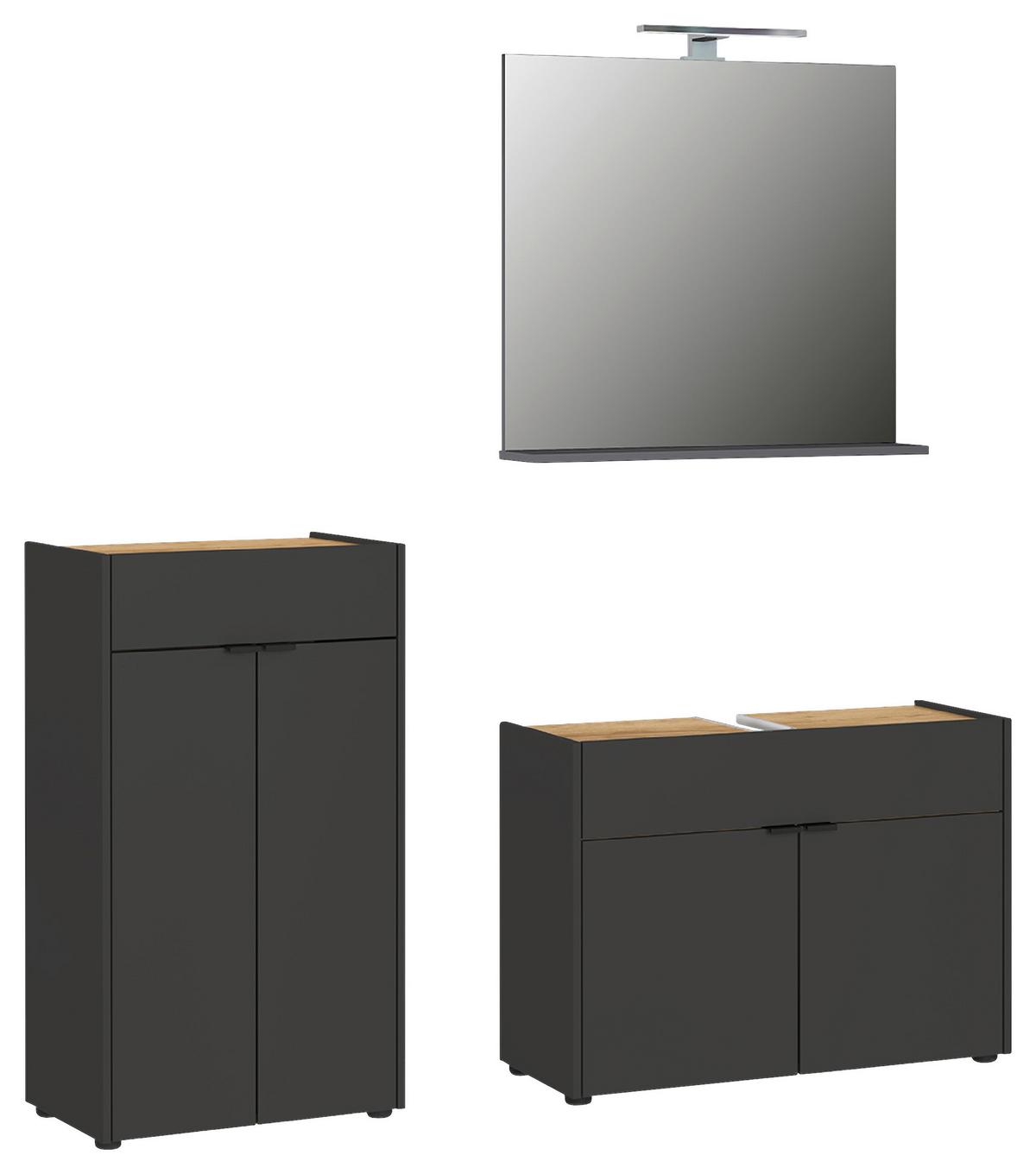 Badezimmer Forano Graphitfarben/Eichefarben - Eichefarben/Schwarz, MODERN, Holzwerkstoff (151cm) - Germania