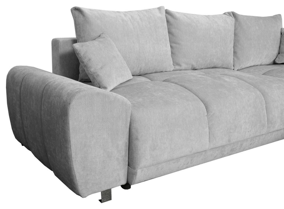 ECKSCHLAFSOFA Ramon, Hellgrau S: 296x182 cm - Chromfarben/Beige, Trend, Textil (296/182cm)
