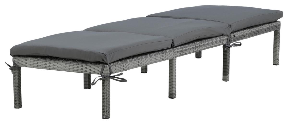 Sonnenliege Bilbao Kunststoffgeflecht - Grau, KONVENTIONELL, Kunststoff/Textil (59/84/198cm) - Gardenson
