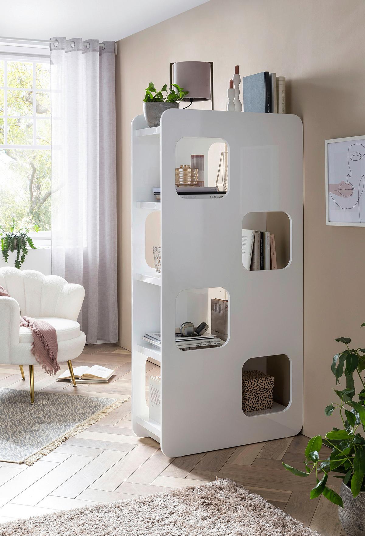 Raumteiler Weiß Hochglanz B: 81cm - Weiß Hochglanz, Design, Holzwerkstoff (81/168/36cm) - Livetastic