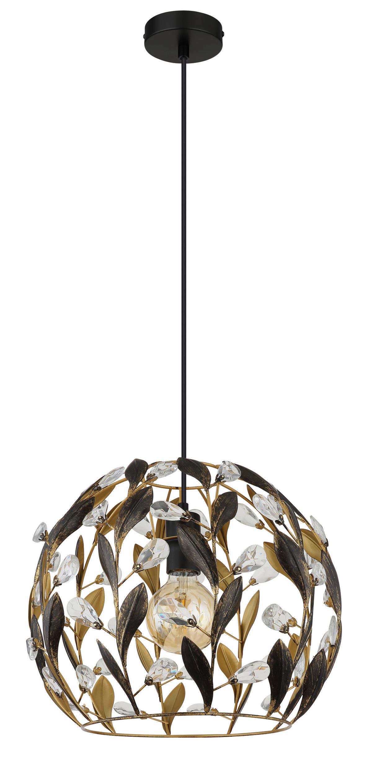 Hängeleuchte Mika Klar Schwarz Goldfarben D:40cm - Klar/Goldfarben, Basics, Kunststoff/Metall (40/150cm) - Globo