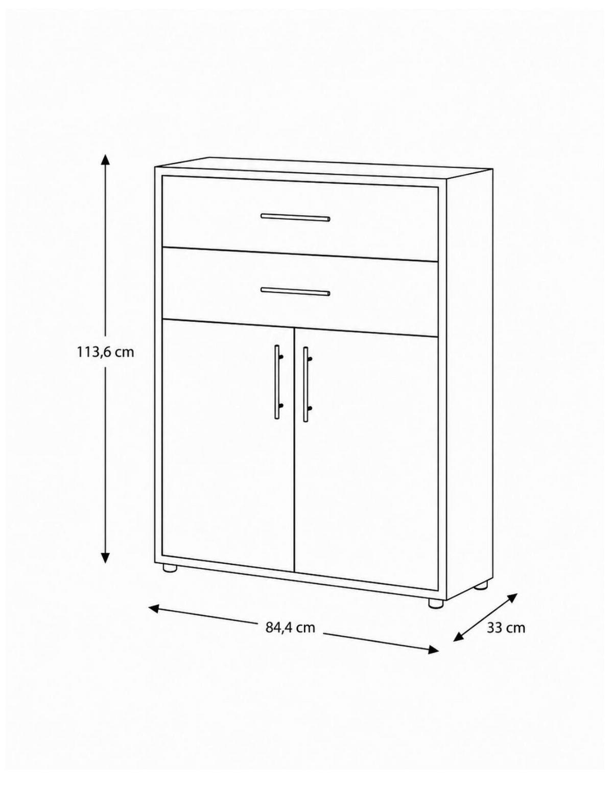 AKTENSCHRANK OFFICE EDITION - Weiß/Eiche Artisan, LIFESTYLE, Holzwerkstoff (84,4/113,6/33cm) - MID.YOU
