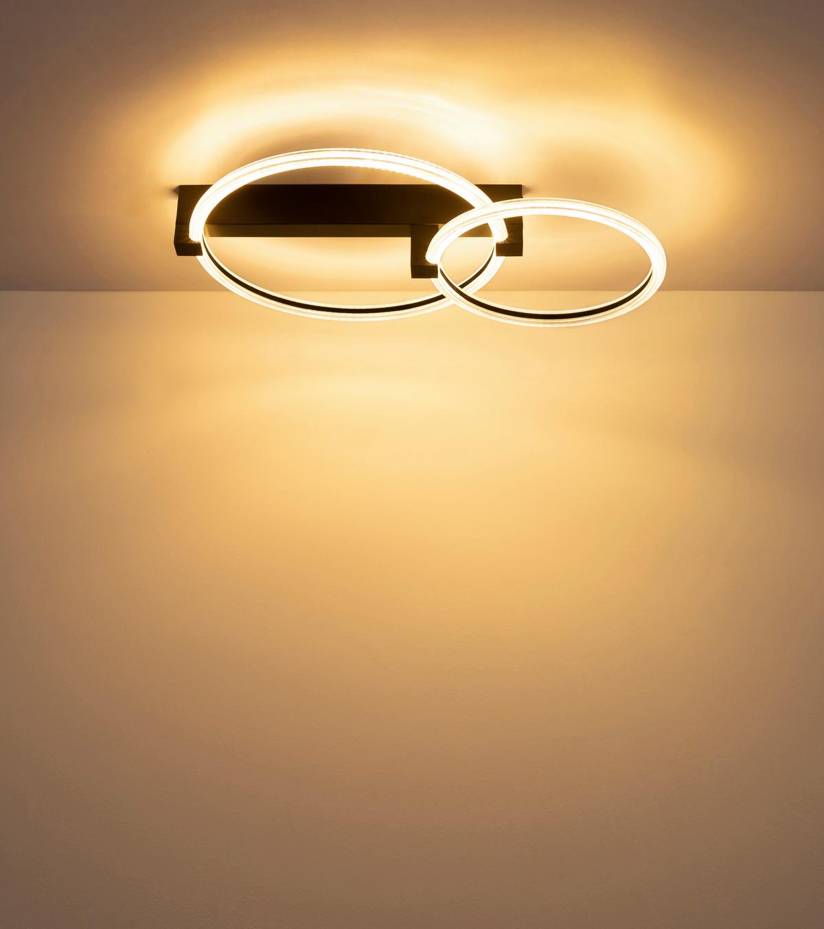 Deckenventilator inkl. 1x LED 230V, 24W, ca. 58x38x114,5 cm - Transparent/Schwarz, Design, Kunststoff/Metall (58/38/11,5cm) - Globo