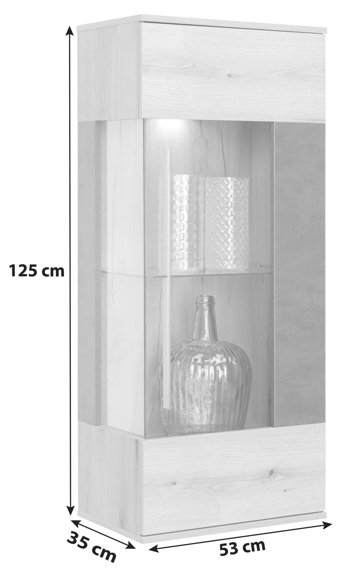 Hängevitrine Limit B: 53 cm Matera/Coast Evoke Eiche Dekor - MODERN, Glas/Holzwerkstoff (53/125/35cm)