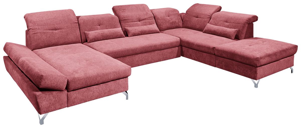 Ecksofa Melfi Beere U: 168 cm - Beere/Silberfarben, MODERN, Textil (168/350/245cm) - MID.YOU