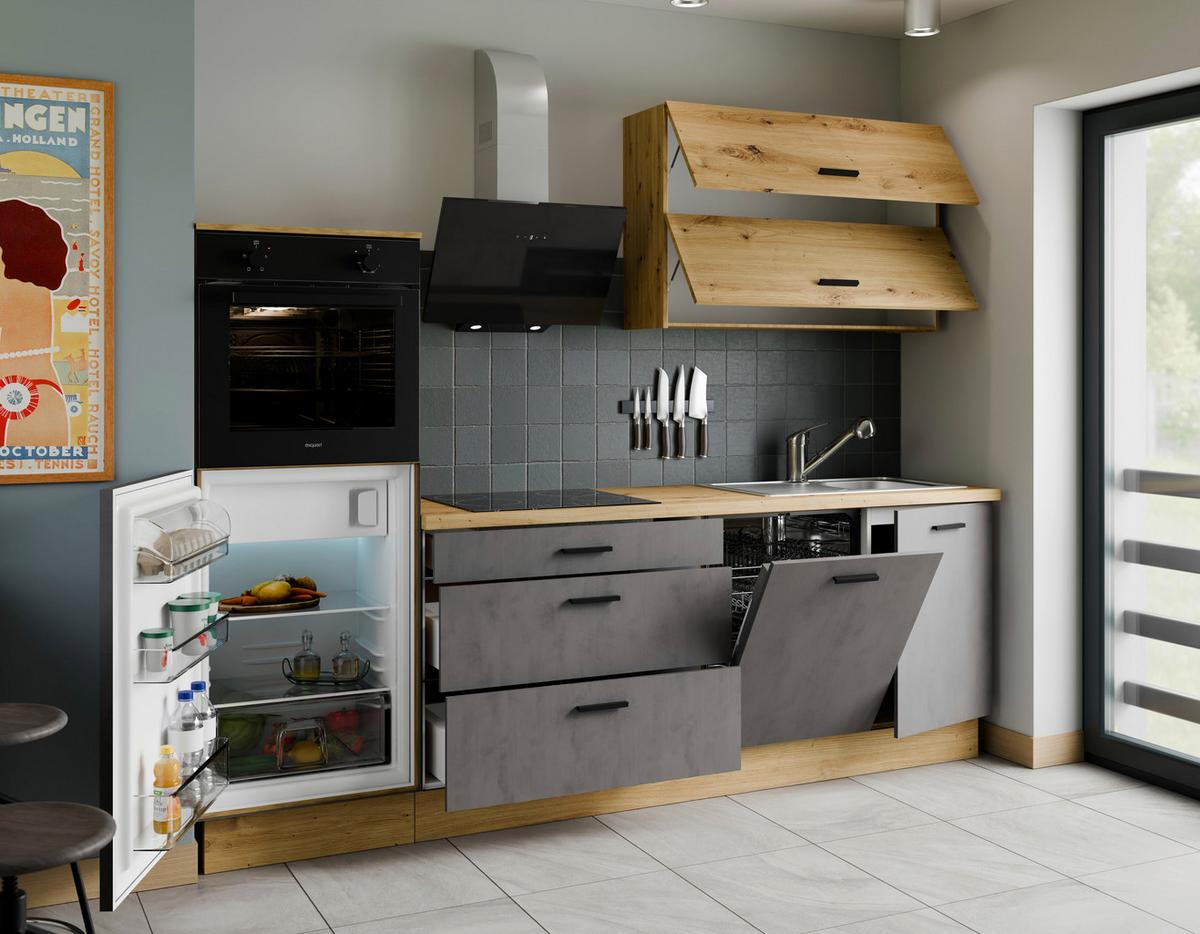Kuchyňský blok BOBBI Bez spotřebičů, šířka 260 cm - černá/antracitová, Basics, kompozitní dřevo/plast (260/210/60cm) - P & B