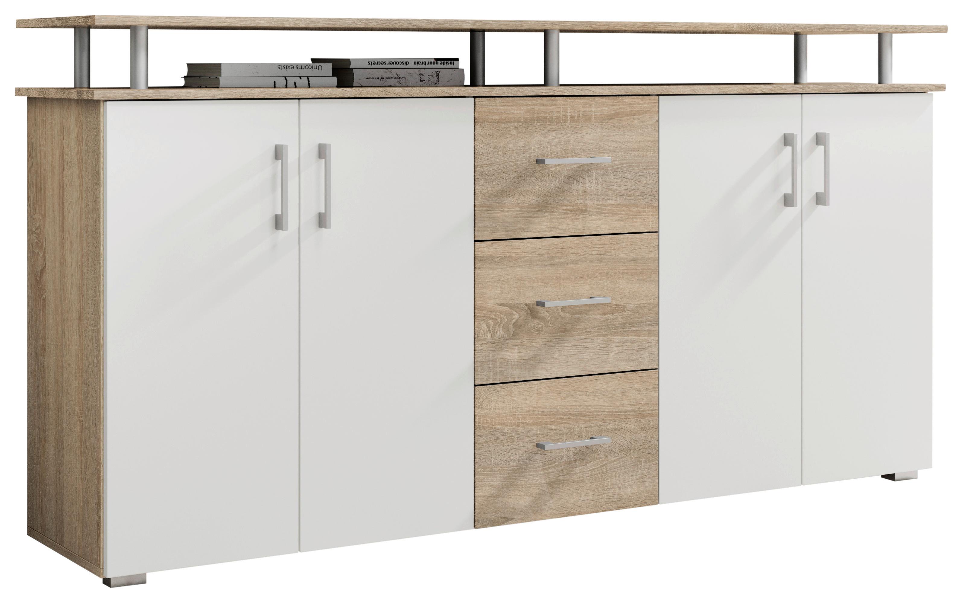 Kommode mit Aufsatz B: 178 cm Lift Eiche Dekor/Weiß - Eichefarben/Weiß, MODERN, Holz/Holzwerkstoff (178/90/38cm)