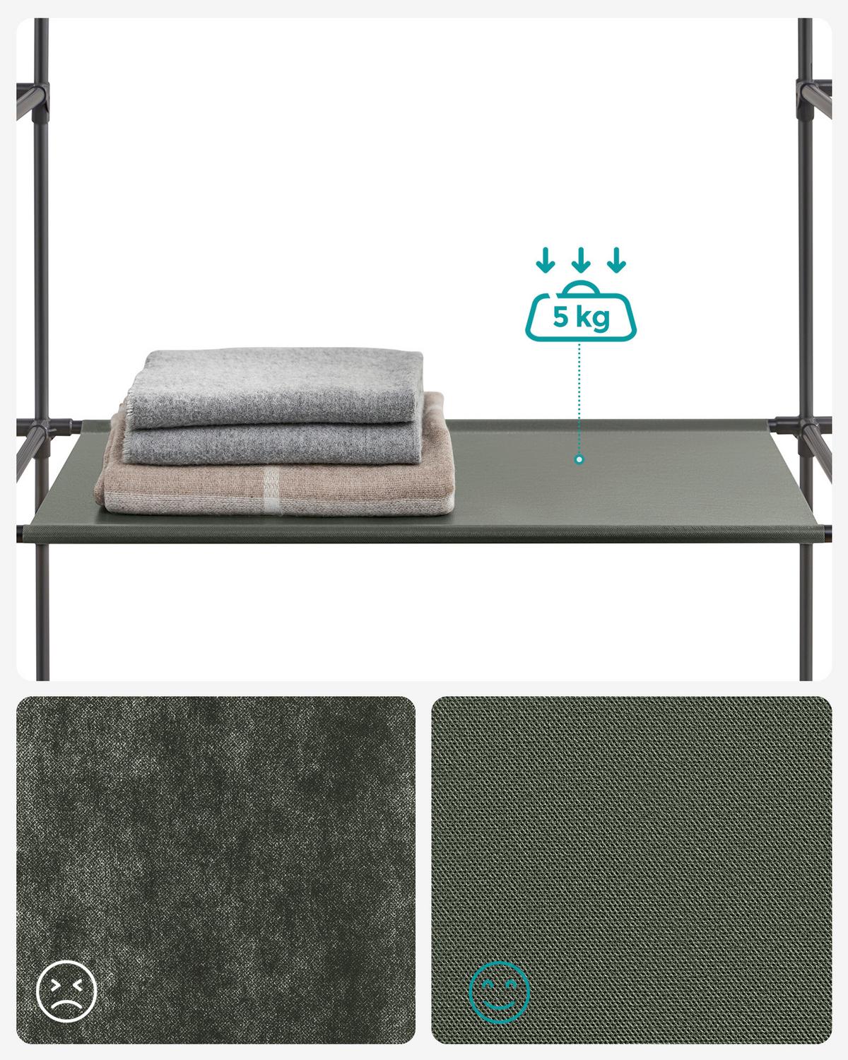 Stoffschrank Salbeigrün B: 150cm - Salbeigrün, Basics, Kunststoff/Textil (150/175/45cm)