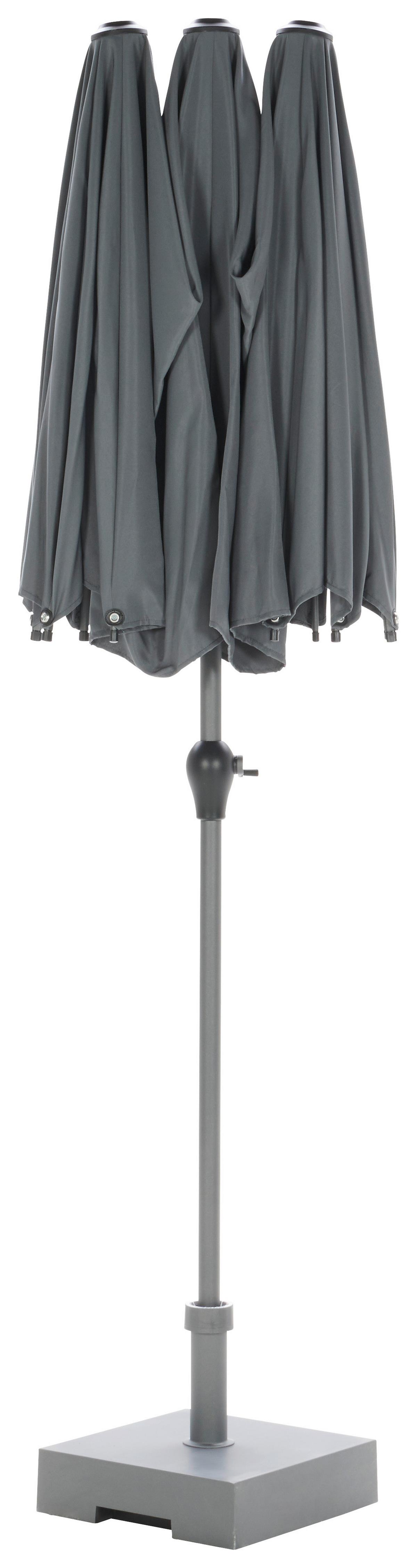 Doppelsonnenschirm Miami BxHxT: 208x400x236 cm Anthrazit - Anthrazit, MODERN, Textil/Metall (208/400/236cm) - Beldano