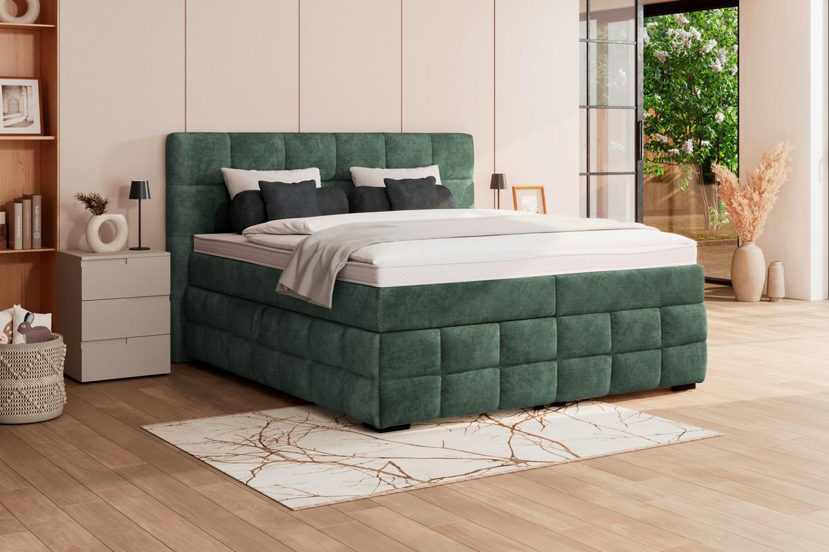 Čalouněná postel VEGA 160x200 cm, zelená - černá/zelená, Trend, dřevo/textil (160/200cm)