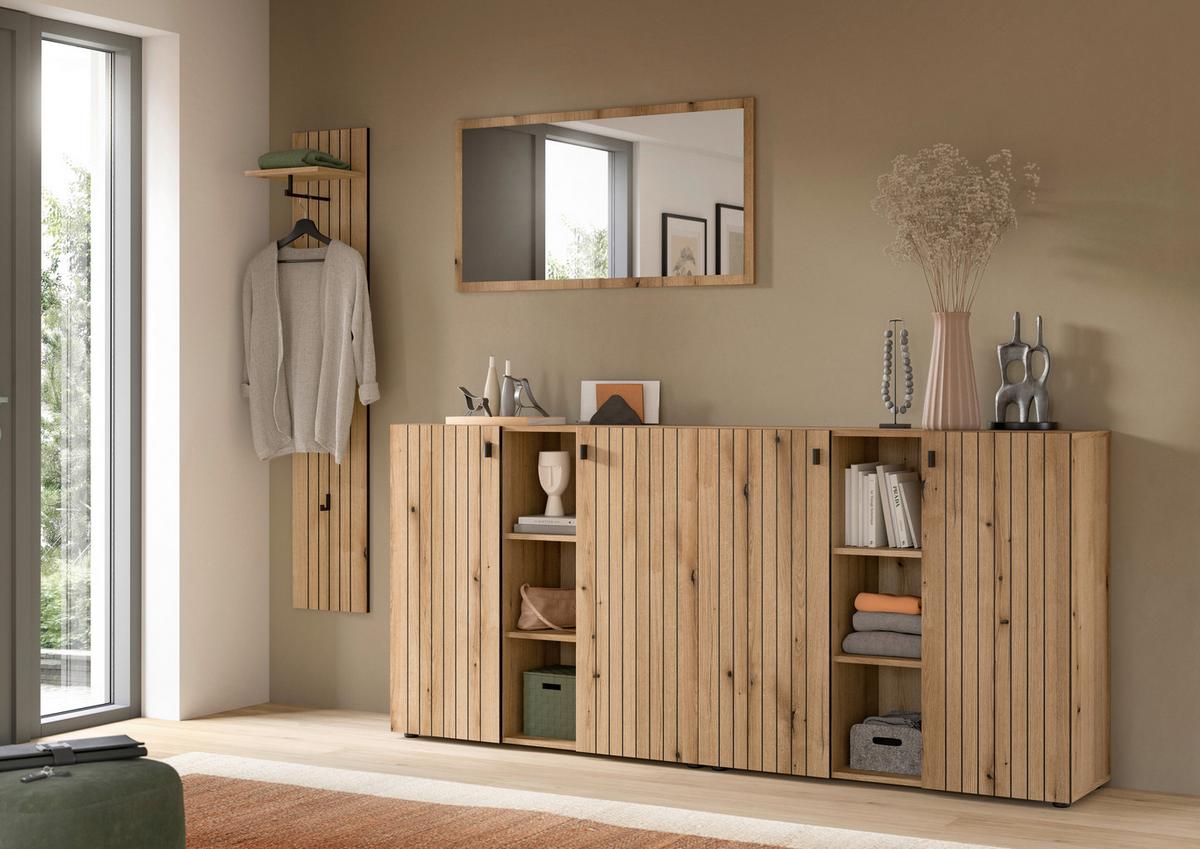 Garderobe Station Eiche Dekor B: 258cm - Eichefarben, Design, Holzwerkstoff (258/192/37cm) - MID.YOU