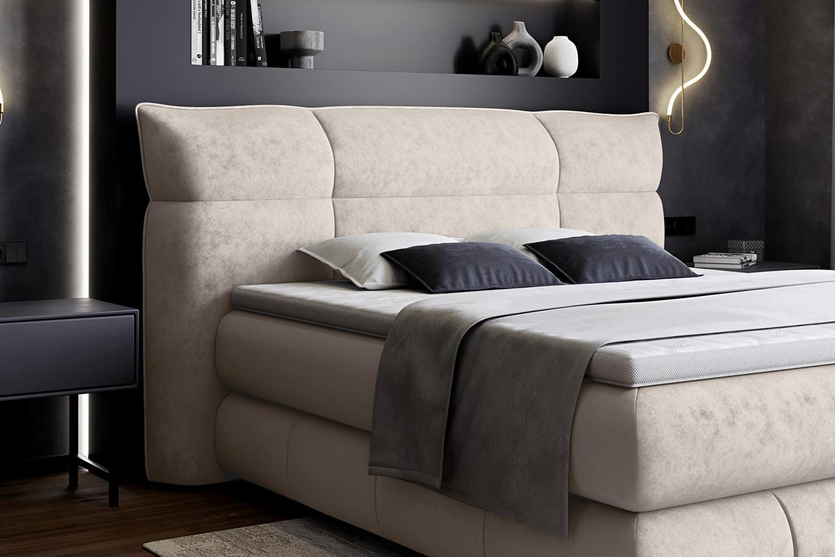 Boxspringbett Carmelo Beige 180x200 H5 - Beige/Schwarz, Trend, Textil (180/200cm)