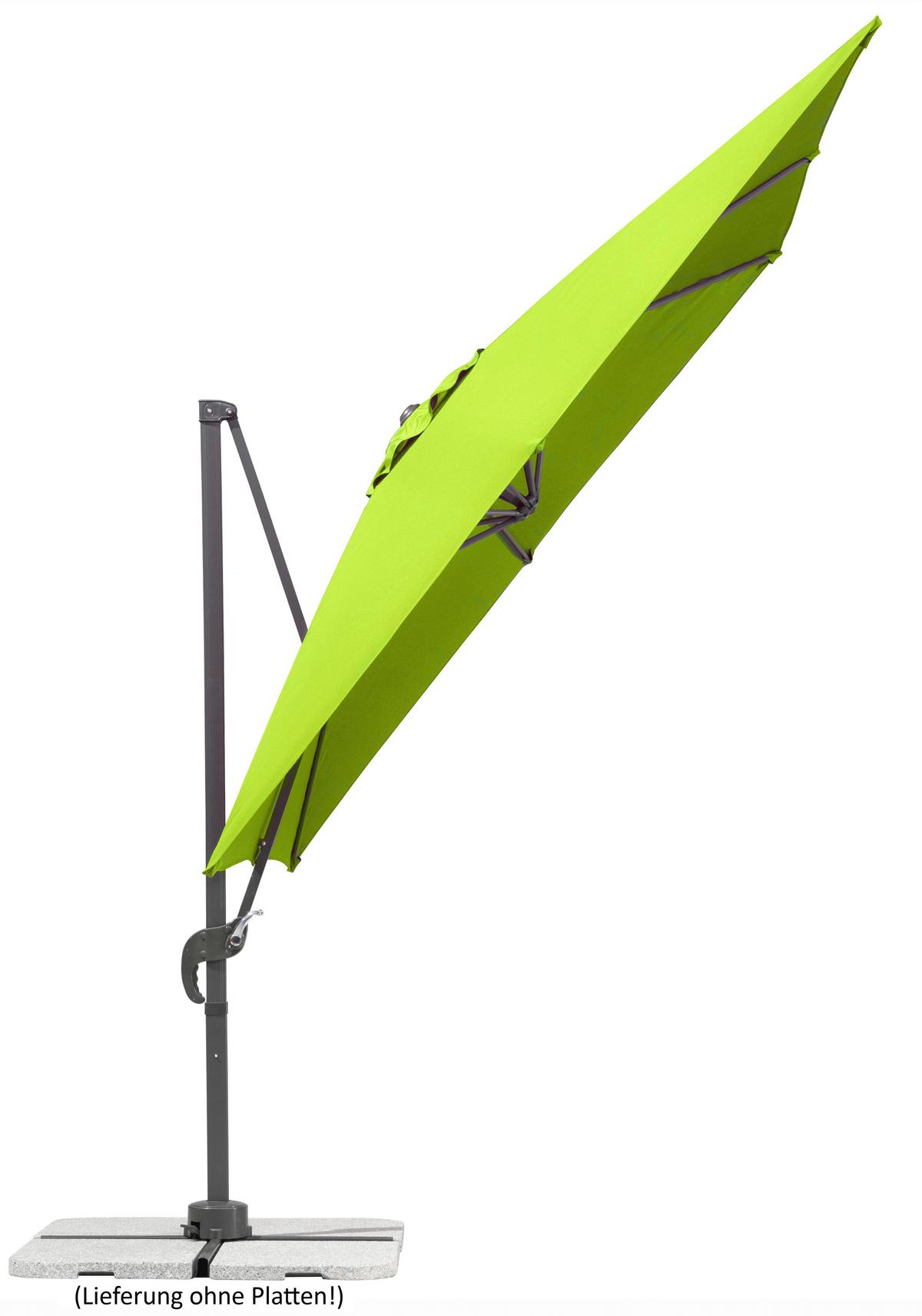 Ampelschirm Rhodos Junior BxHxT: 338x239x270 cm Grün - Anthrazit/Grün, Basics, Textil/Metall (338/239/270cm) - Schneider