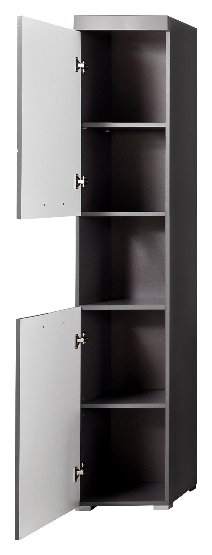 Hochschrank Amanda B: 37 cm Grau - Silberfarben/Grau, MODERN, Holzwerkstoff (37/190/31cm) - MID.YOU
