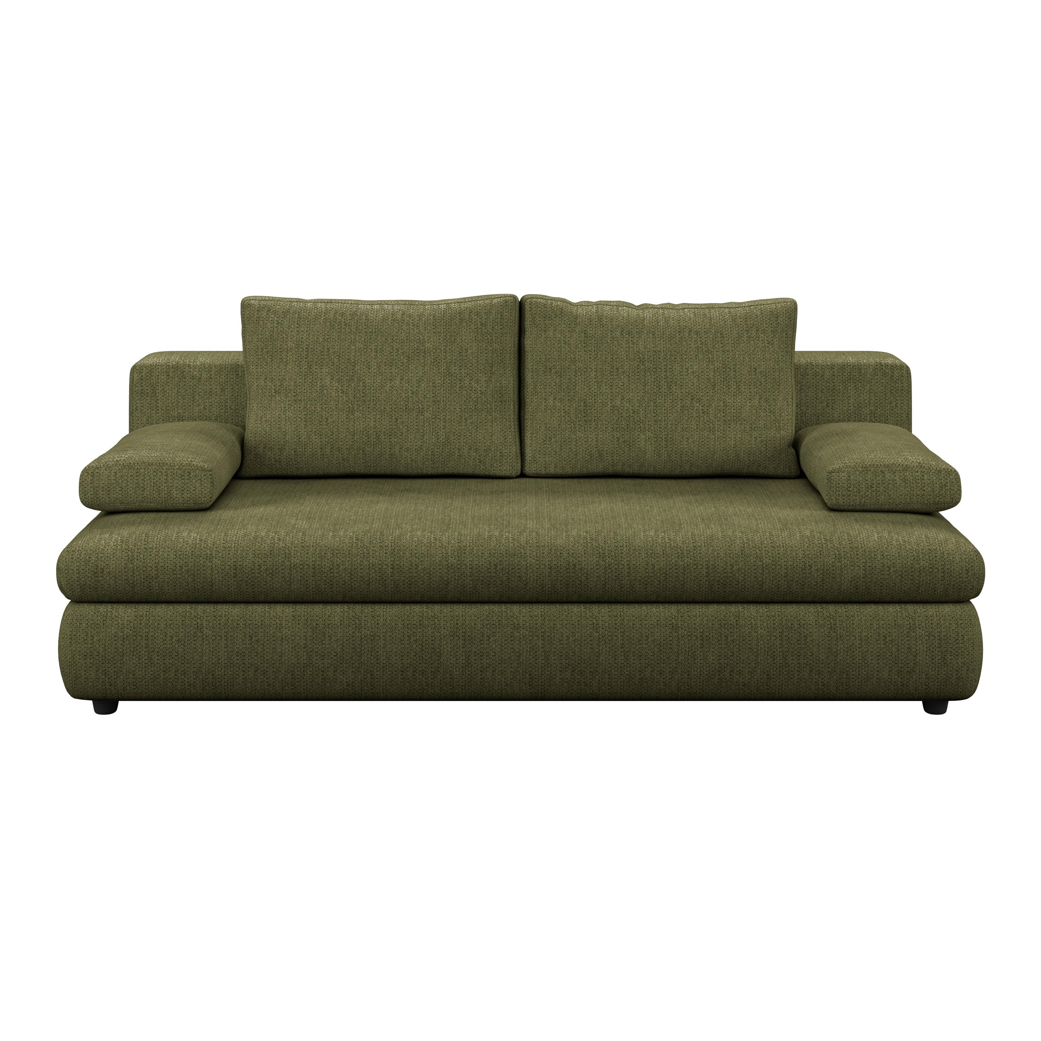3-Sitzer-Sofa Mit Schlaffunktion Olso Grün - Grün, Trend, Holz/Kunststoff (205/72/100cm)