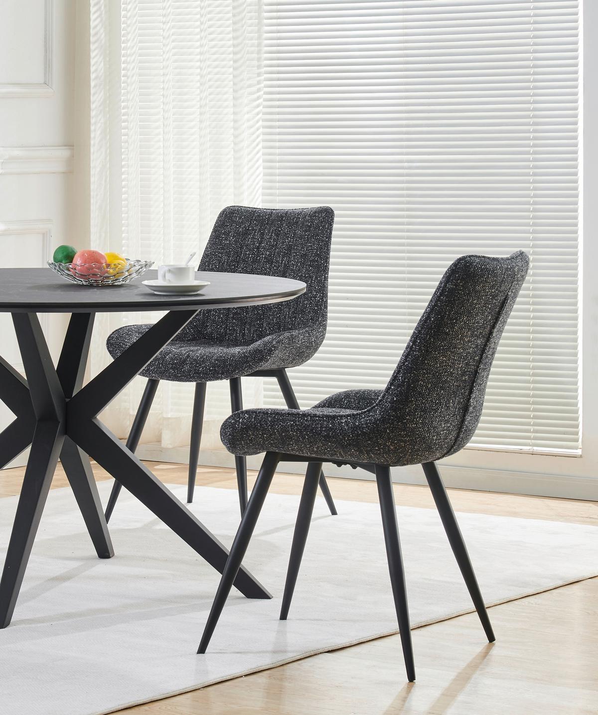 Vierfußstuhl Nikita Leinenoptik Anthrazit, B: 54cm - Anthrazit/Schwarz, KONVENTIONELL, Holz/Textil (54/88/61,5cm) - MID.YOU