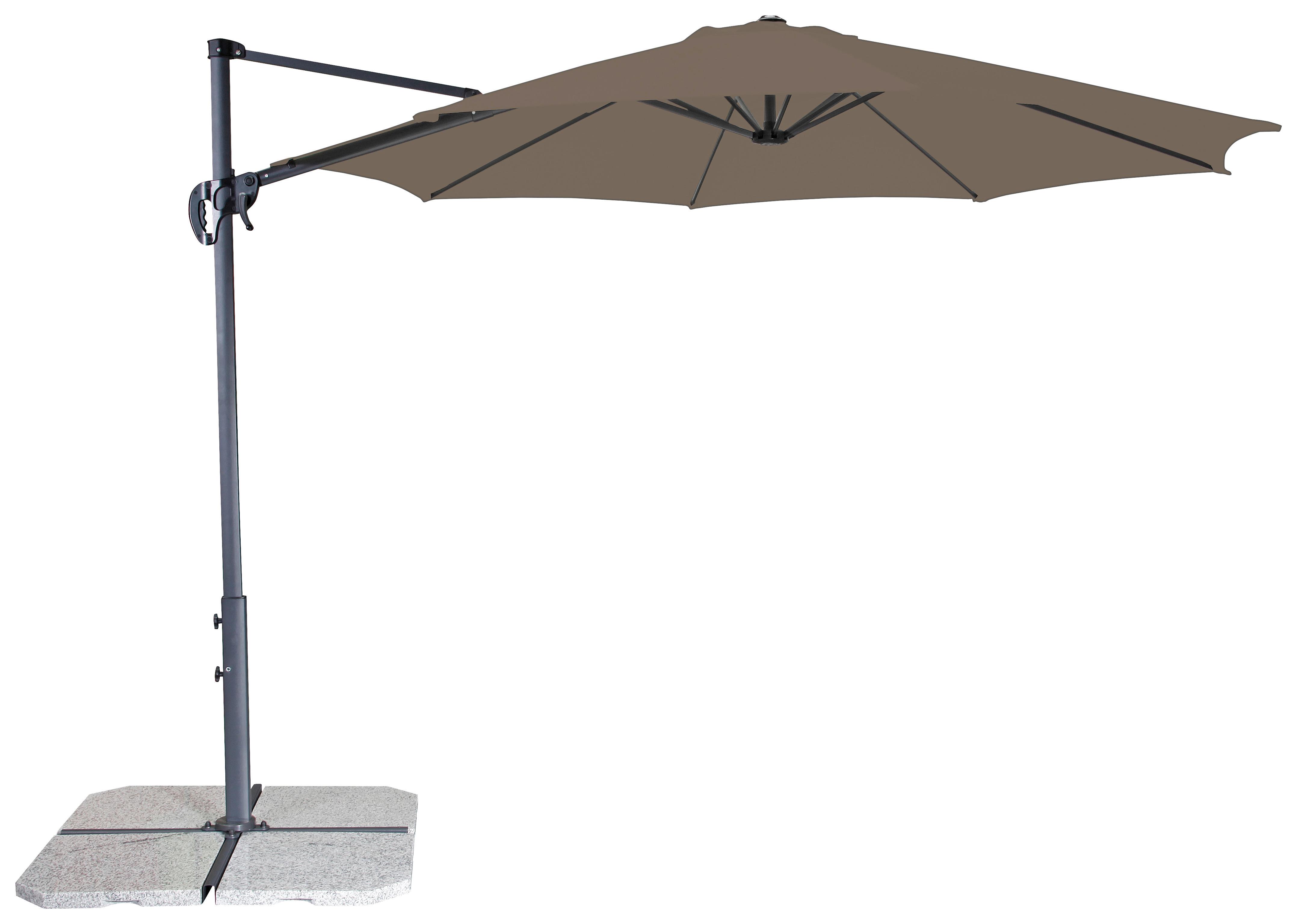 Ampelschirm Ravenna D 293cm H 244cm mit Schirmständer Greige
