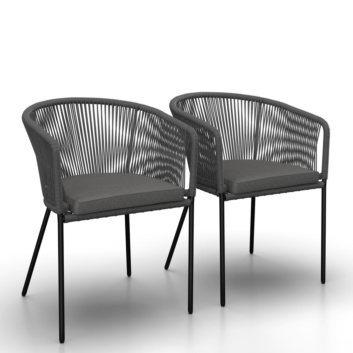 SADA ZAHRADNÍCH KŘESEL VICTOR - tmavě šedá, Moderní, kov/textil (56/59/78cm) - Bessagi Garden