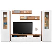 Wohnkombination 5-Tlg. Auris, Weiß/Eiche Dekor - Weiß, MODERN, Glas/Holzwerkstoff (310/204,2/49,6cm) - Luca Bessoni