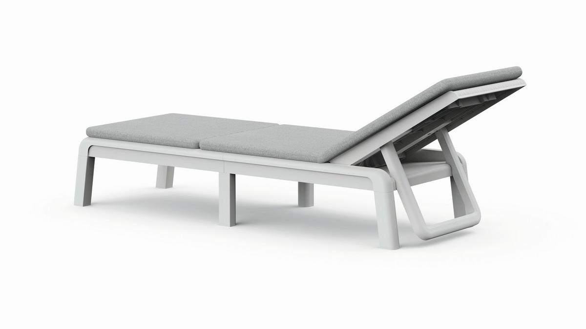 ATLAS se 4 polohami, skládací - bílá/světle šedá, Design, textil/plast (187,5/58/29cm)