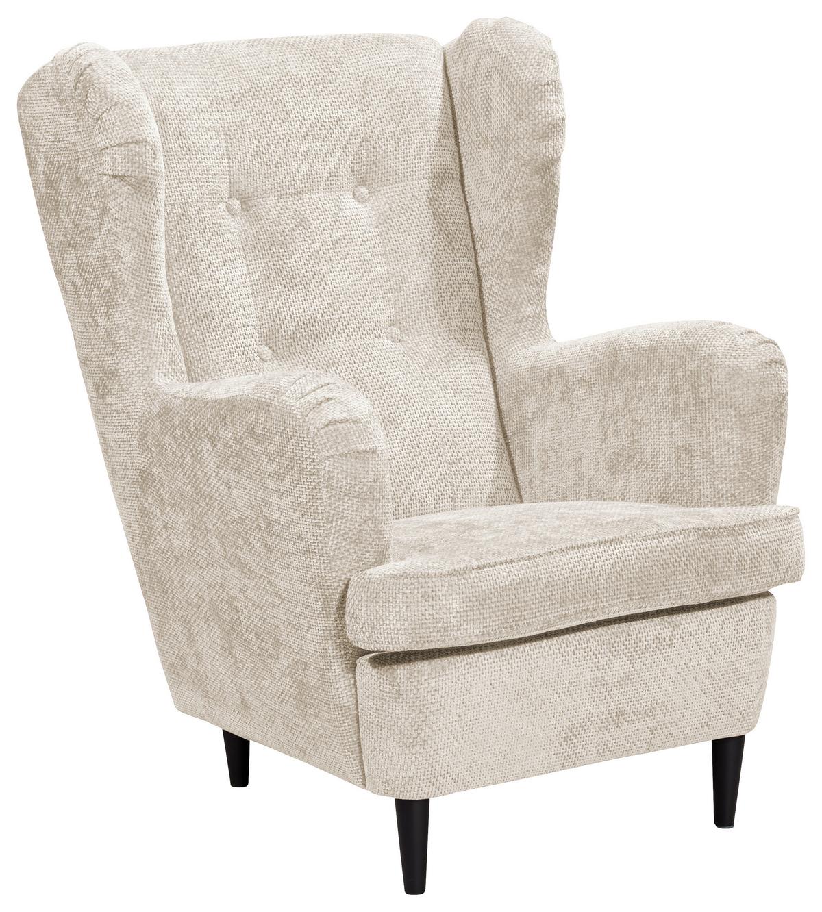 Ohrensessel Oskar Beige B: 78 cm - Beige/Schwarz, KONVENTIONELL, Textil (78/102/98cm) - MID.YOU