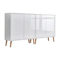 Sideboard Mailand 2 B: 158 Cm Weiß - Weiß Hochglanz/Eiche Artisan, MODERN, Holzwerkstoff (158/86/33cm) - MID.YOU