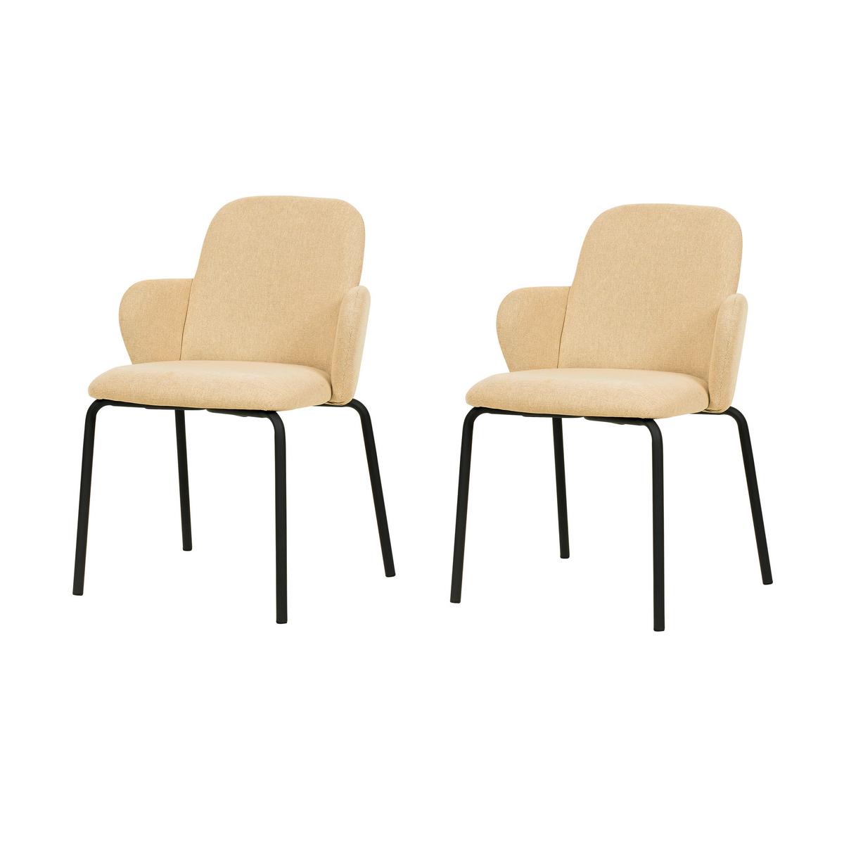 Gartenstuhl-Set 2x Paddy Stapelstuhl mit Bezug - Beige, LIFESTYLE, Holz/Metall (54.5/81/58cm)