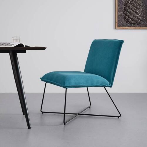 Kreslo FILIP tyrkis - tyrkysová, Modern, kov/drevo (63/82/69cm) - Bessagi Home