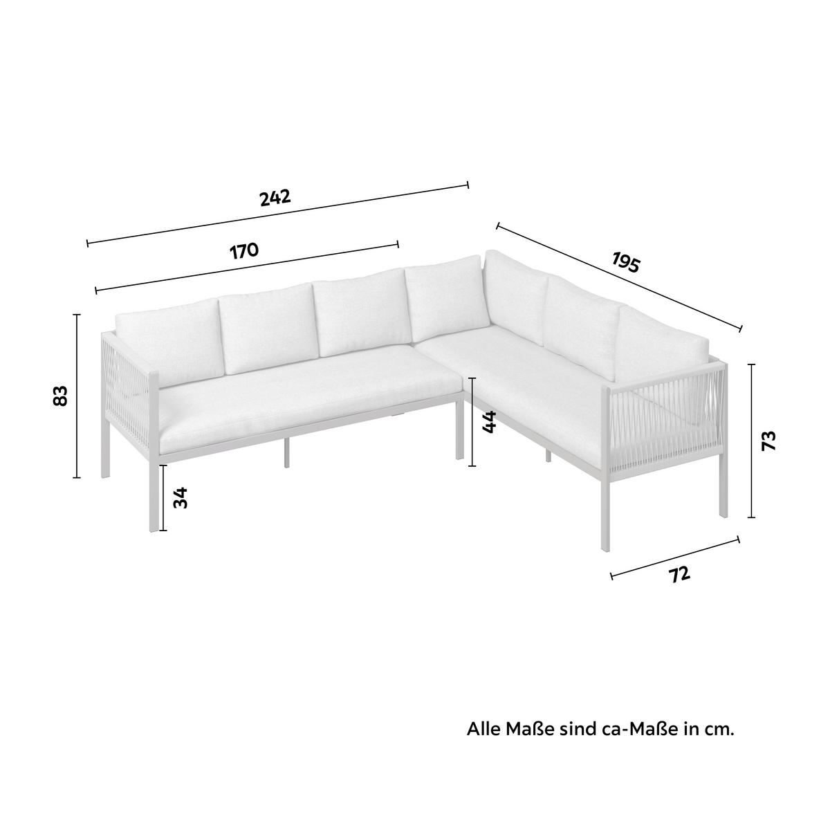 TERASOVÁ SEDACÍ SOUPRAVA SOPHIA - krémová/světle šedá, Moderní, kov/textil (195/73/72cm)