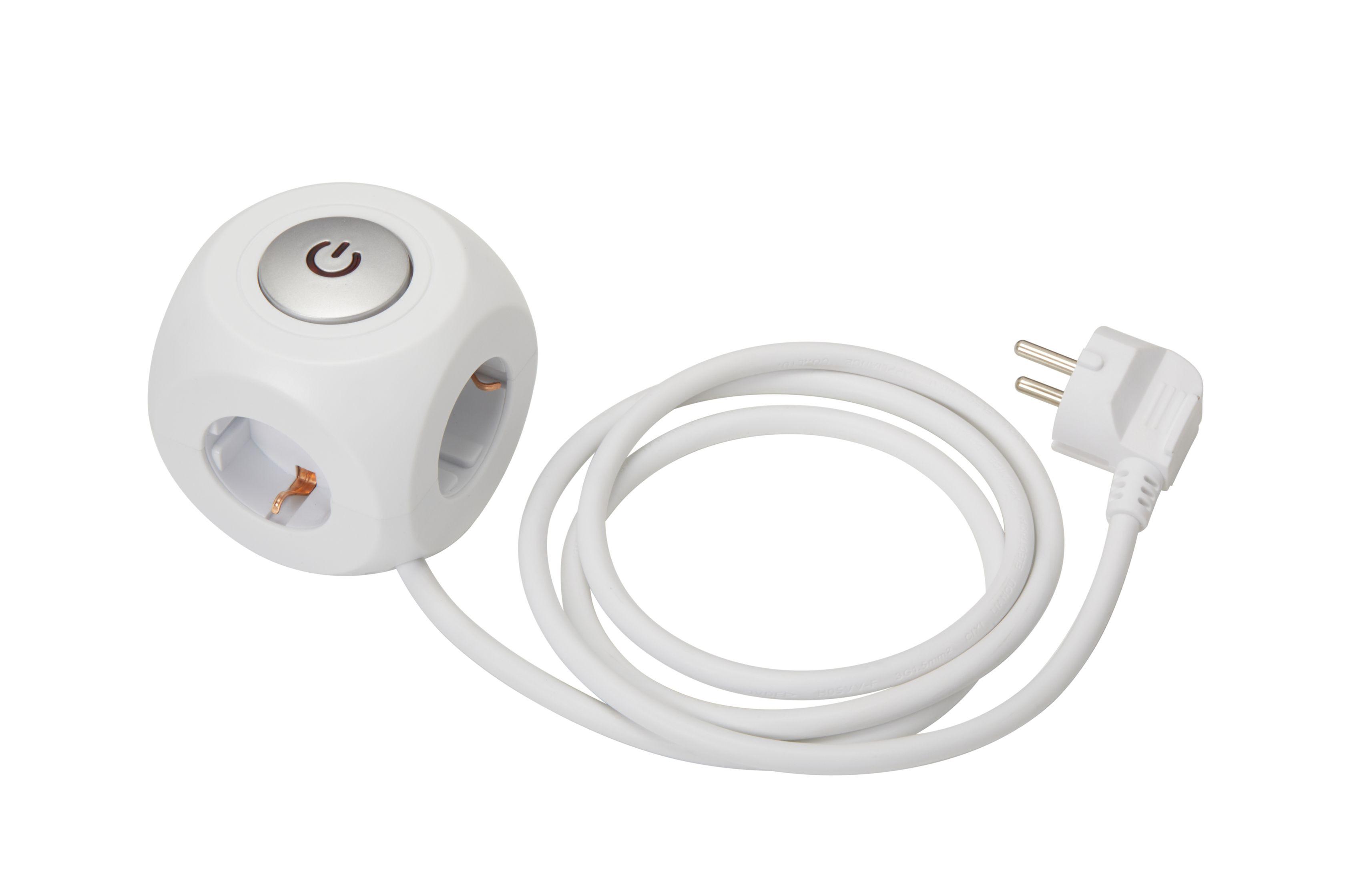 Multistecker Nua - Weiß, KONVENTIONELL, Kunststoff/Metall (7,9/7,9/8cm) - Ondega