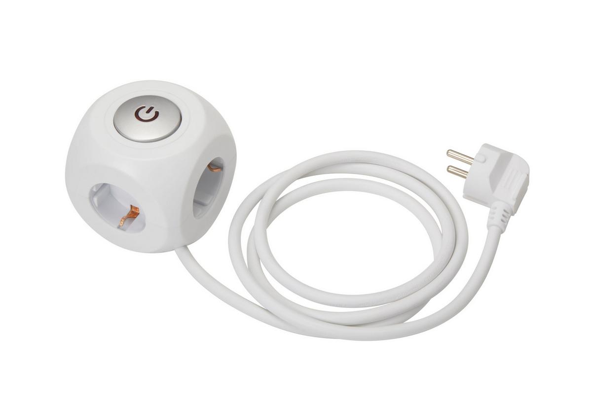 Multistecker Nua - Weiß, KONVENTIONELL, Kunststoff/Metall (7,9/7,9/8cm) - Ondega